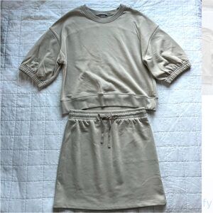 TART Beige Sweatshirt and Skirt Set